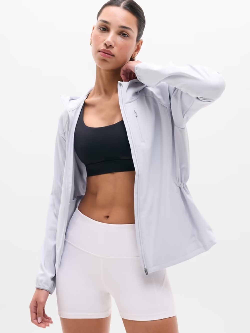 NWT Athleta Dash Hooded Zip-Up Jacket // Light Blue #818848